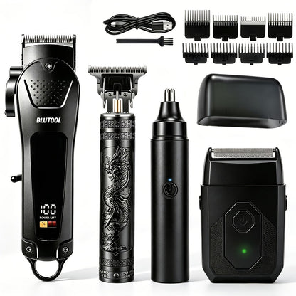 USB Precision Hair Clipper Set for Men – Wireless Electric Clippers & Nose Trimmer Shaver, 2/4pcs Professional Cordless Grooming Kit for Personal Use, Hairdressing & Barber Gift