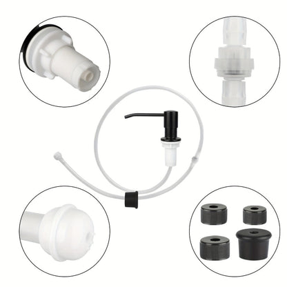 Built-In Black Sink Soap Dispenser with 47-Inch Extension Tube, Four Bottle Caps and Deck-Mount Pump