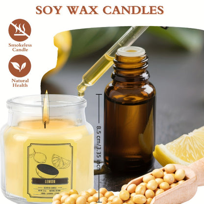 Six-Piece Candle Gift Set with 3.5oz Glass Jars, Fitted Lids, Six Fragrances and Coordinated Gift Box