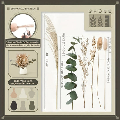 Natural 42-Piece Pampas Grass Bouquet with Eucalyptus and Dried Botanical Stems for Vase Decor