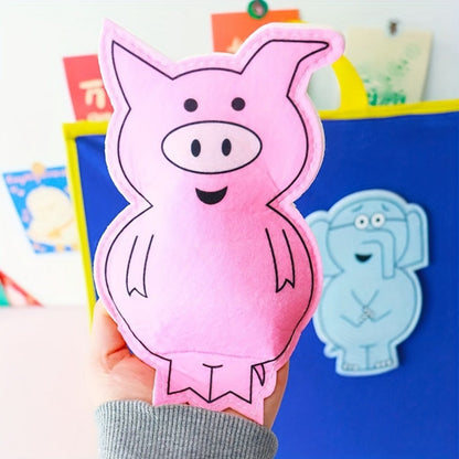 Elephant and Piggie Hand Puppets Plush Stuffed Animal Props for Storytelling, Classroom Teaching & Role Play, Interactive Read-Aloud Toy for Kids Toddlers, Birthday Gift – Pink Animal & Baby Elephant