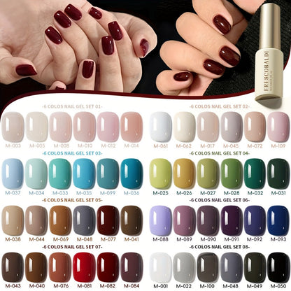 Gel Nail Polish Set with IRISGOBLADI Label, 6 Solid Colors per Set and 8 Retained Palettes