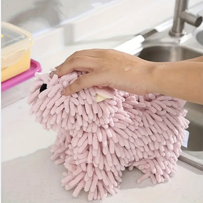 Puppy-Shaped Hanging Hand Towel in Pink or Blue Checkout Options for Kitchen or Bathroom Display