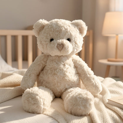 Stuffed Animal White Teddy Bear with Loving Heart Detail, Kawaii Theme and One Source Style