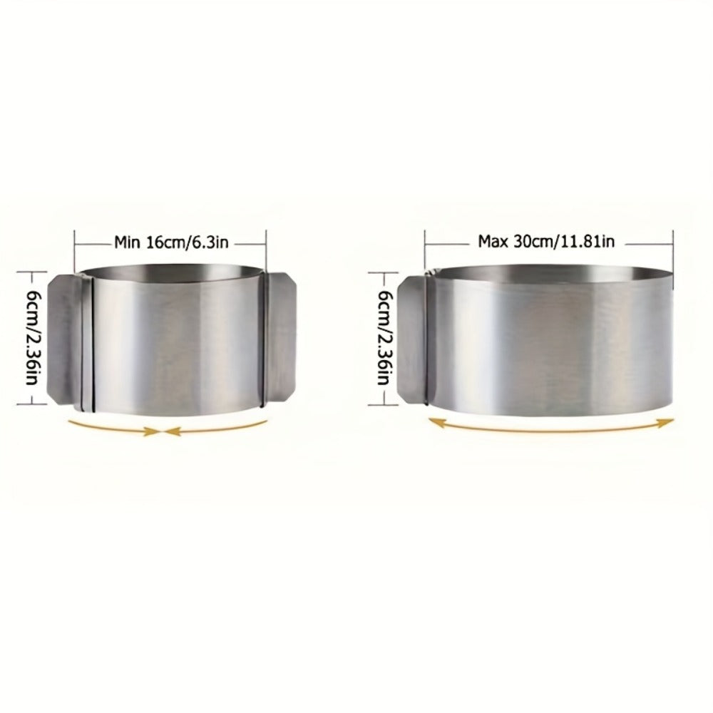 Adjustable Stainless Steel Cake Ring Mold 2-Pack, Retractable Round Mousse Cake Ring 6.3" to 11.8" Diameter