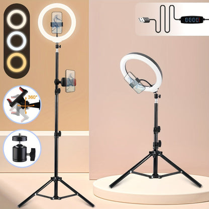 43-Inch Stand LED Ring Light with Phone Holder USB Powered Portable Circle Fill Light for Photography Video Recording Streaming Makeup Selfie Outdoor Studio Lighting