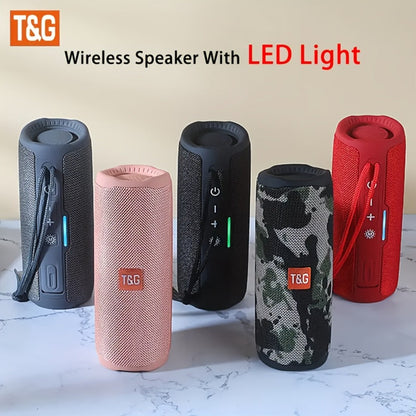 TG365 Portable Bluetooth Speaker with LED Light – TWS Stereo, Built-In Mic, FM Radio, TF Card, USB, AUX, Hands-Free Calling, Shock-Resistant Outdoor Wireless Speaker Gift