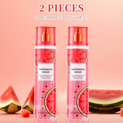 Body & Hair Fragrance Mist for Women 2pcs Set L1ong Lasting Fruity Perfume Spray 8 fl oz Pineapple Coconut Peach Strawberry Watermelon Scents Daily Dating Party Gift