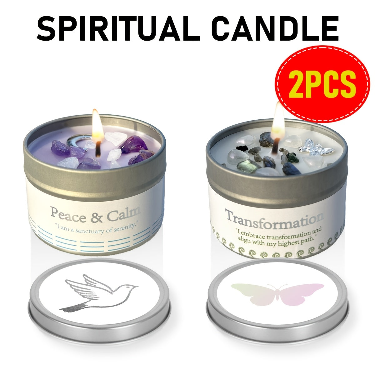 3oz Decorative Tin Candle or Two-Piece Crystal and Guidance Card Set with Multiple Label Pairings