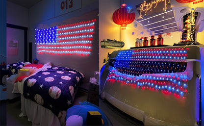 String Lights, 420-LED American Flag Net Display with Red, White and Blue Lights, 120V Plug and 6.6 by 3.3-Foot Size