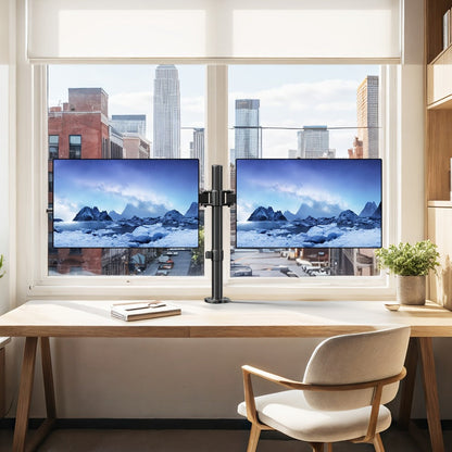 Single & Dual Monitor Mount for 13-32 Inch Screens, VESA Desk Mount Arm, 19.8 lbs Capacity, 16.3" Height Extension, ±45° Tilt ±90° Swivel, Heavy-Duty Steel C-Clamp & Grommet Base, Space-Saving Home Office Stand