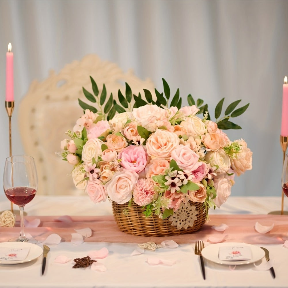 Artificial Flowers Pink and White Rose Combo Box for DIY Bridal Bouquets, Centerpieces and Party Decor