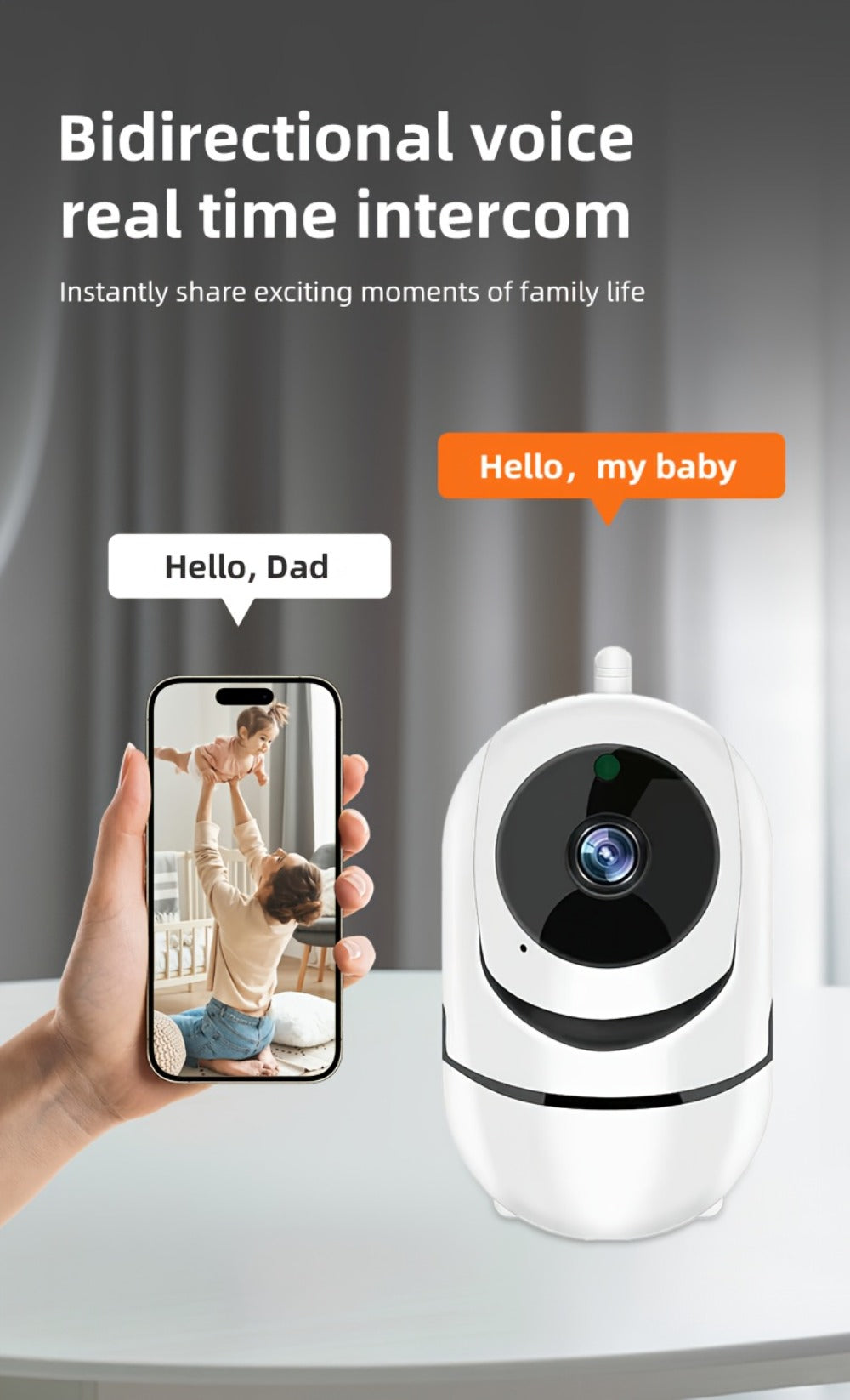 Indoor Security Camera 1080P WiFi Model with Night Vision, Motion Detection and Two-Way Audio