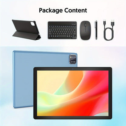 Android Tablet 10.1-Inch with Android 15, WiFi 6, 6000mAh Battery and Case or Keyboard Options