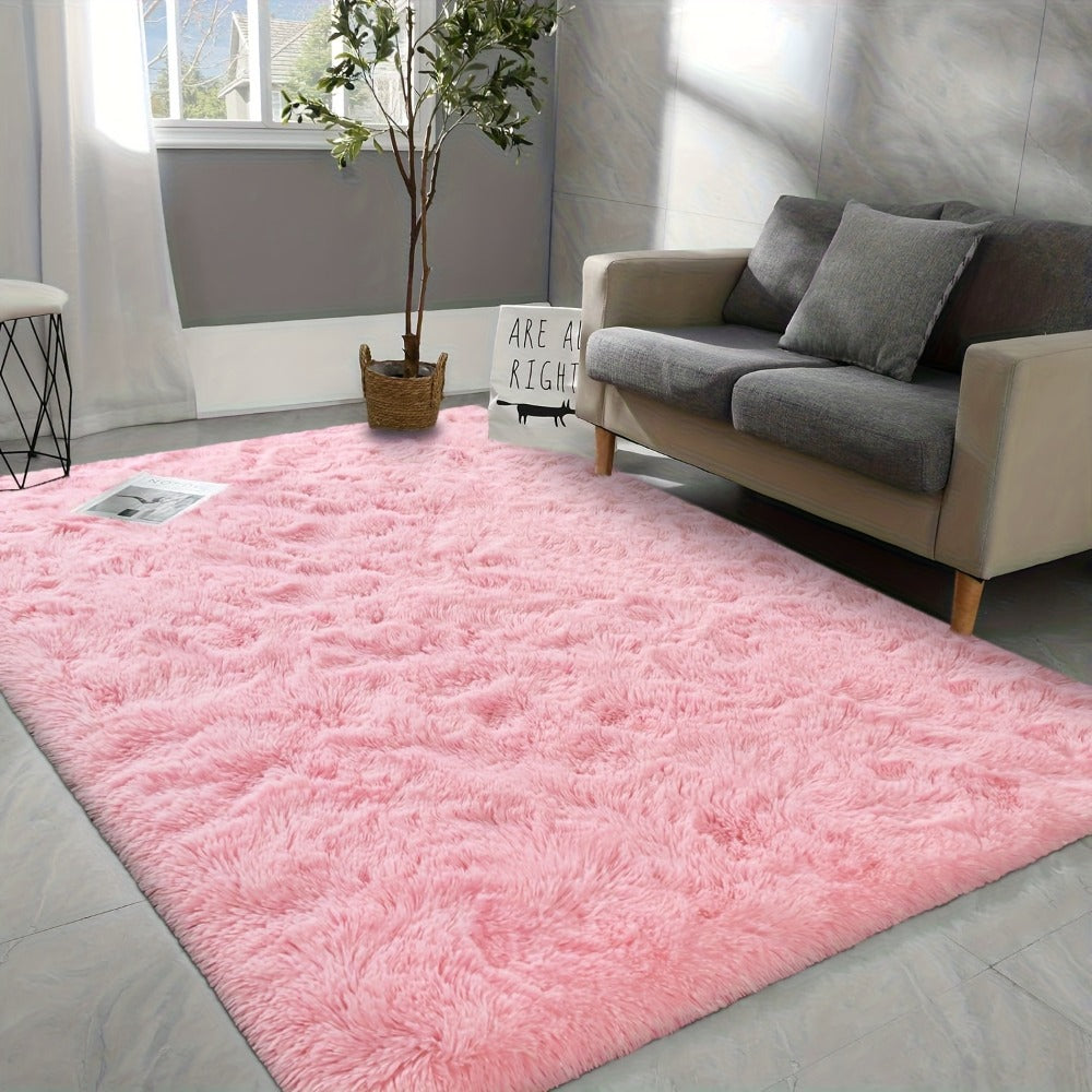 Shaggy Area Rug Soft Plush Fuzzy Carpet Non-Slip Tie-Dye Design for Bedroom Living Room Nursery Dorm — Pet Friendly Machine Washable Multiple Sizes & Colors