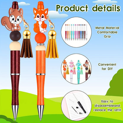 Bulk Beadable Ballpoint Pens with Black Ink, Assorted Random Colors and 40- or 60-Piece Options