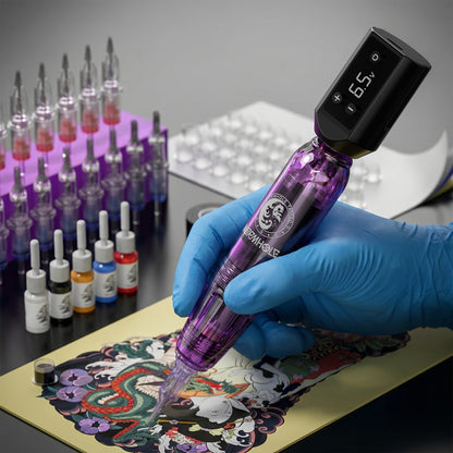 WORMHOLE Professional Wireless Tattoo Pen Kit – All-in-One Beginner & Artist Set with 8000RPM Quiet Motor, 1200mAh Battery, Digital Display, Cartridge Needles, Inks & Practice Skin