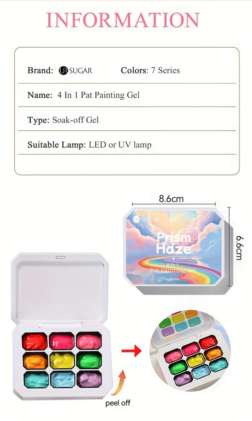 4-in-1 Pat Ombre Gel Nail Polish 9 Colors Gradient Stamping Painting Rub Powder – Solid Varnish for DIY French Manicure & Salon Nail Art, Chrome Glitter Effect for Women by UR SUGAR