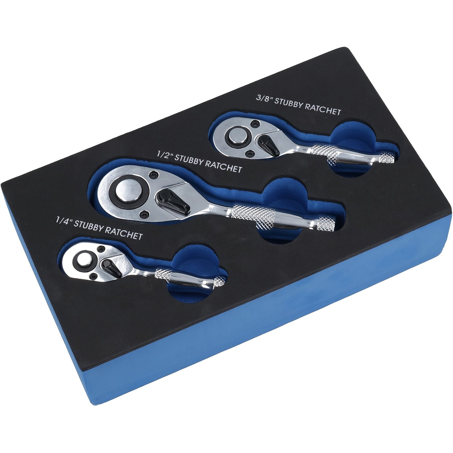 Ratchet Wrench Set 3-Piece & 6-Piece | 72-Tooth 1/4" 3/8" 1/2" Drive Flexible Head Quick Release Ratchet Handle with EVA Sponge Tool Kit – 180° Adjustable Bendable Ratchet