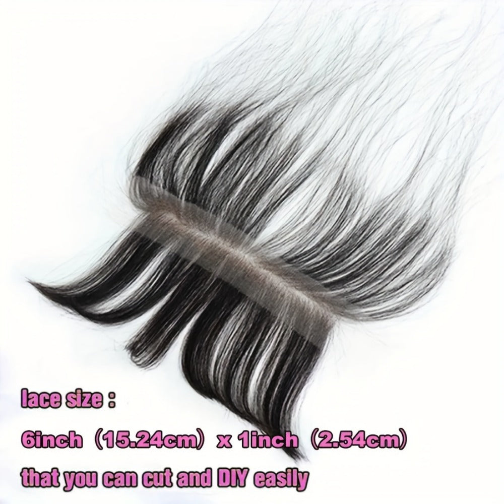 HD Lace Hairline Piece with Baby Hair – 6x1 Transparent Lace Front Bang Hairpiece, 100% Brazilian Human Hair, Handmade Invisible Hairline for Wigs, Dreadlocks & Extensions, Natural Color 6 Inch