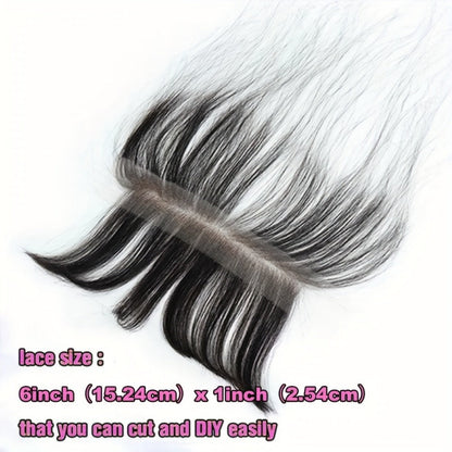 HD Lace Hairline Piece with Baby Hair – 6x1 Transparent Lace Front Bang Hairpiece, 100% Brazilian Human Hair, Handmade Invisible Hairline for Wigs, Dreadlocks & Extensions, Natural Color 6 Inch
