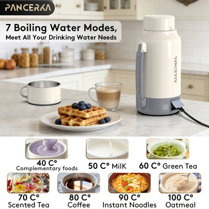 Electric Kettle by PANCERKA, 1L 400W Stainless Steel Interior with Seven Temperature Modes in Green or White