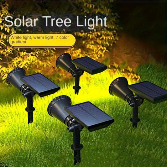 Solar Landscape Lights 2-in-1 Wall & Ground – Independent Adjustable Solar Panel Auto On/Off | 8 Color Modes Outdoor Solar Spotlight for Garden, Driveway, Sidewalk & Pool Area | IP44 Waterproof