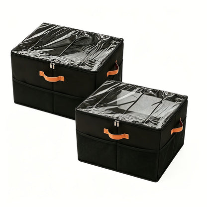 Shoe Storage Box 16-Pair, Clear Foldable Shoe Organizer with Flip-Top Lid & Reinforced Handles — Heavy-Duty Space-Saving Shoe Box for Closet, Bedroom & Entryway | Black & Grey | 1 or 2 Pack
