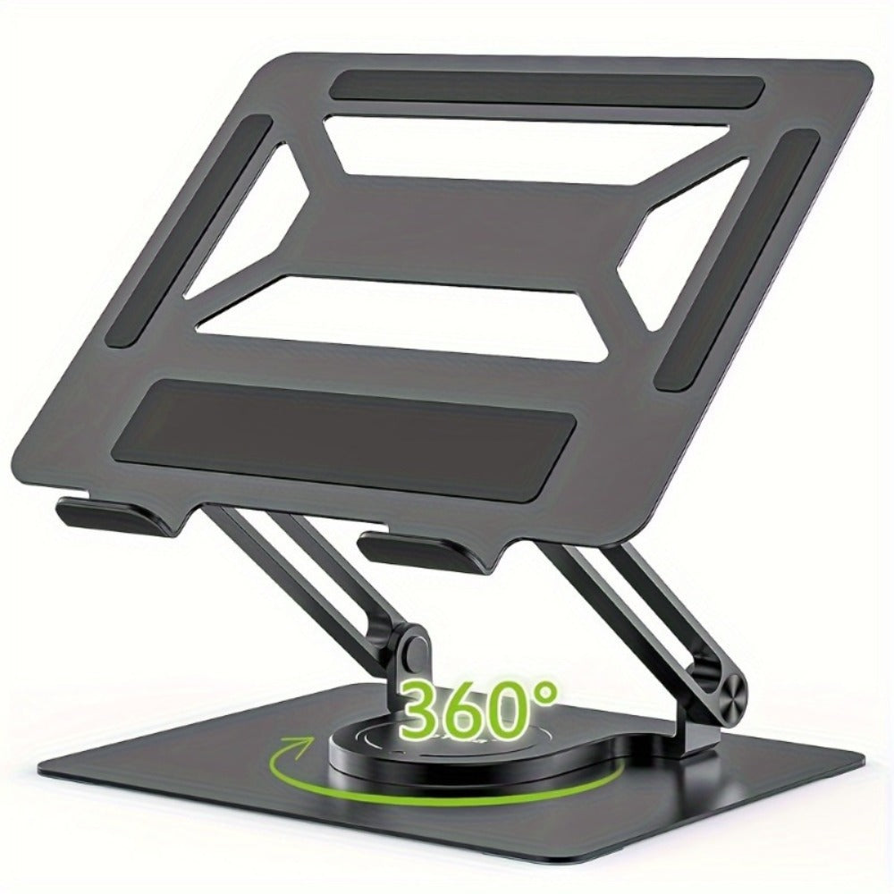 Adjustable Laptop Stand with 360-Degree Rotating Base, Ergonomic Foldable Laptop Holder for MacBook Pro Air and Laptops Up to 17 Inches, Home Office Desk Riser