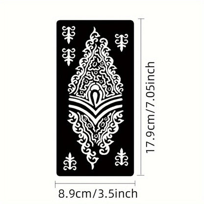 Nine-Sheet Reusable Tattoo Stencil Set with Long Floral and Henna-Style Pattern Cards in HN1 or HN2
