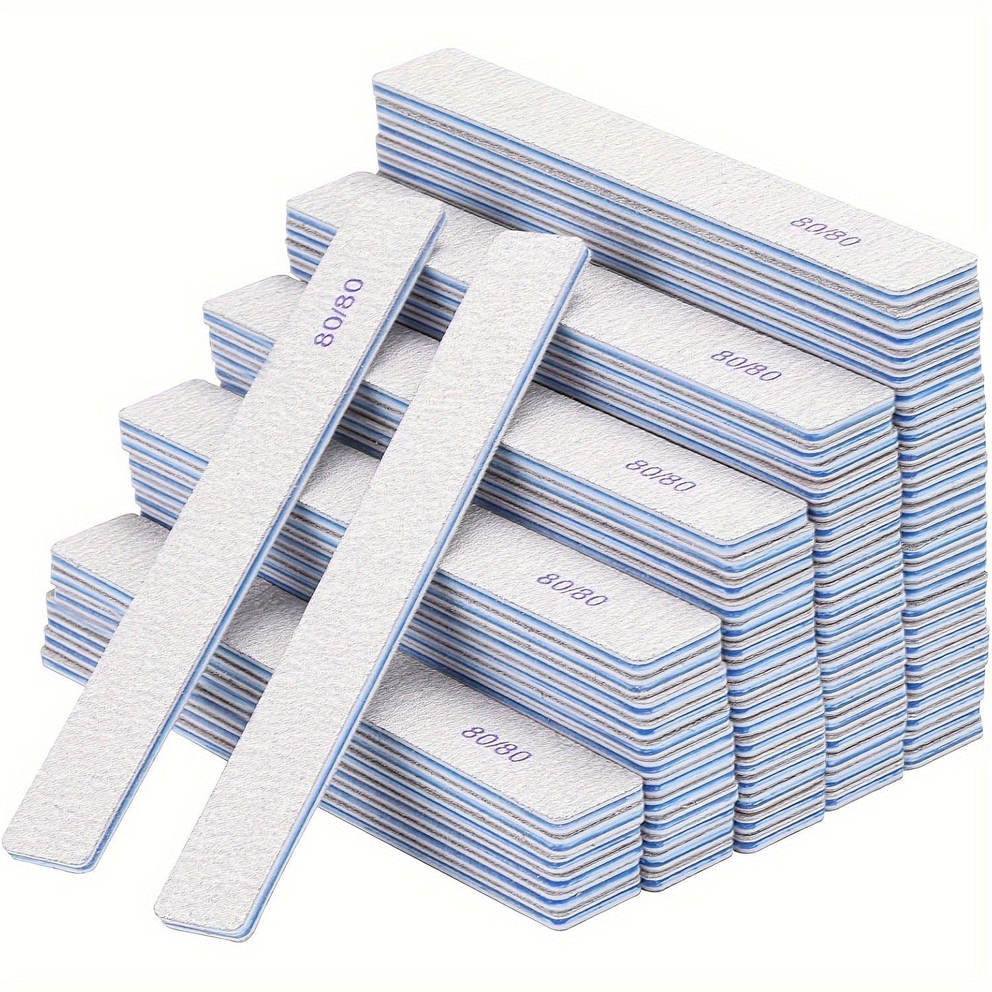 50-Piece Double-Sided Nail File Set in 80/80, 100/100 or 100/180 Grit Options for Acrylic and Gel Nails