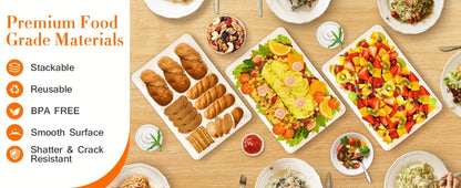 Serving Tray Set of 4 – Reusable Plastic Platters for Fruit, Cookies, Dessert & Snacks | Kitchen Party Organizer