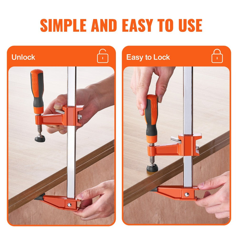 Thirty-Six-Inch Woodworking Bar Clamps, Two-Pack with Quick-Change F-Clamp and Spreader Design