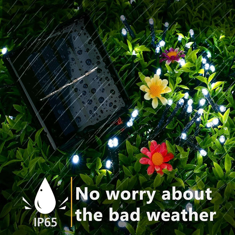 String Lights, IP65 Solar Fairy Lights with Eight Modes, 100- or 200-LED Pack Options and Seven Colors