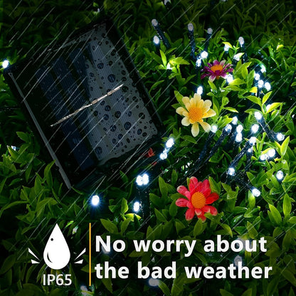 String Lights, IP65 Solar Fairy Lights with Eight Modes, 100- or 200-LED Pack Options and Seven Colors
