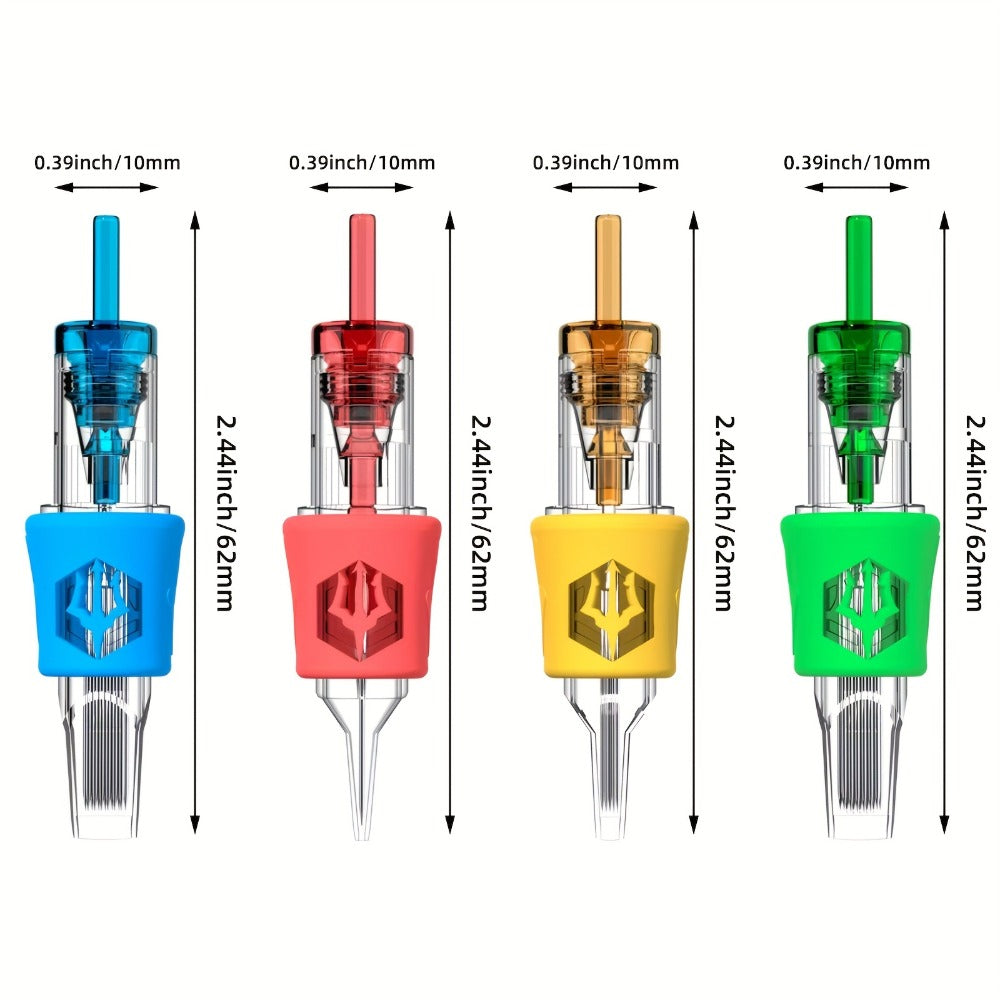 Tattoo Cartridge Needles 50pcs Poseidon V4 Mixed Assorted RL RS RM Magnum Curved Mag Anti-Backflow Membrane Sterile Disposable for Tattoo Pen Machine Lining Shading