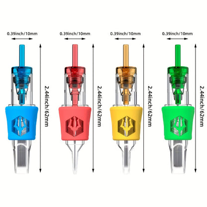 Tattoo Cartridge Needles 50pcs Poseidon V4 Mixed Assorted RL RS RM Magnum Curved Mag Anti-Backflow Membrane Sterile Disposable for Tattoo Pen Machine Lining Shading