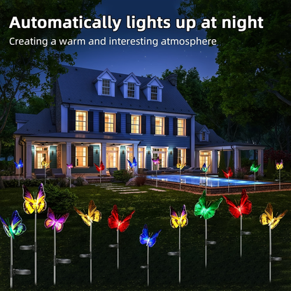 Solar Garden Lights Butterfly Stakes with Color-Changing LEDs in 3- or 6-Pack Sets for Lawn Decor