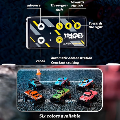 Remote Control Car, 1:64 Scale Alloy Mini Off-Road Truck with 2.4GHz Control, Shock Suspension, Running Lights and Five Colors