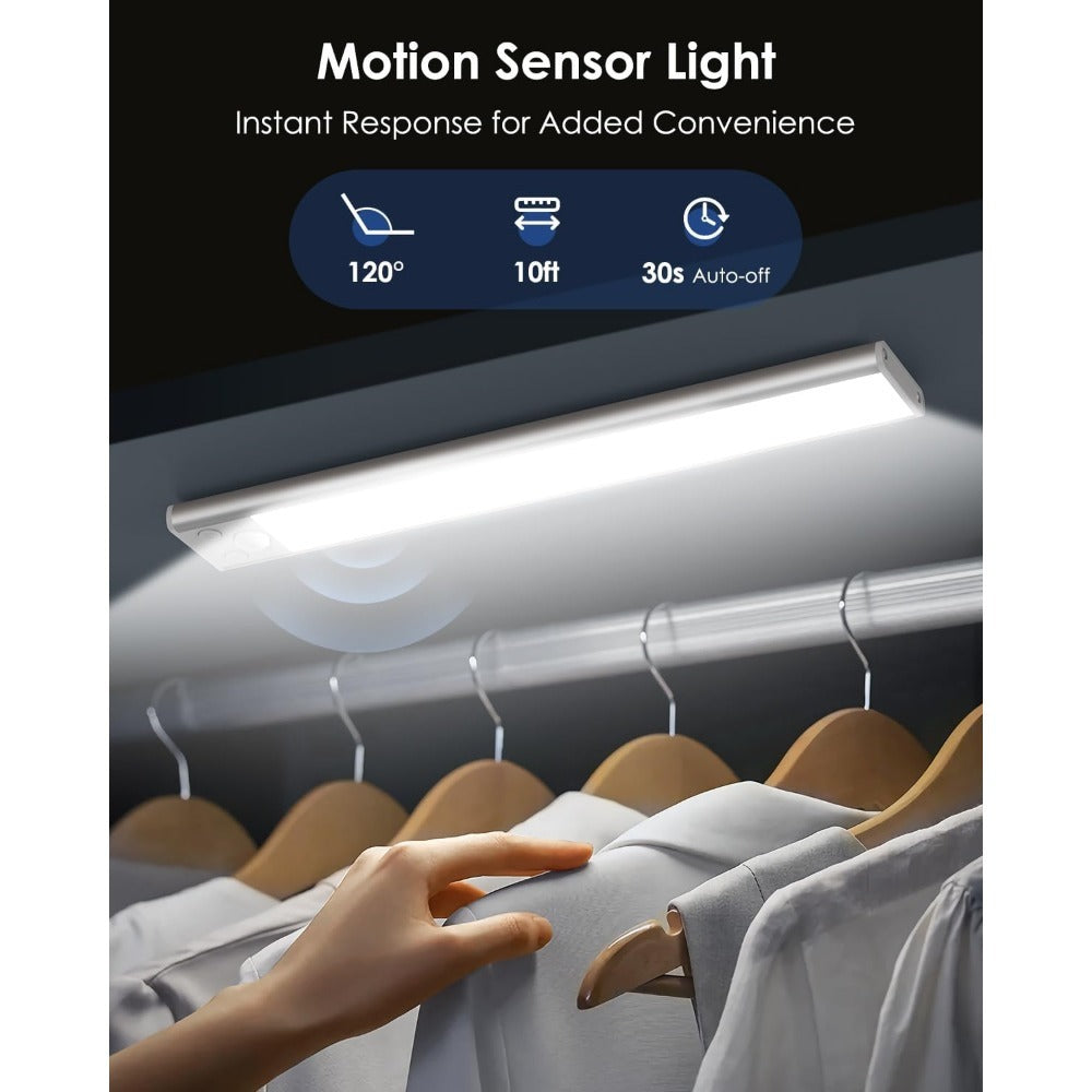 Rechargeable Under Cabinet Lights Wireless – 68 LED Motion Sensor Cabinet Light with 3 Color Temps & 2000mAh Battery – Under Counter Lighting for Kitchen Closet Pantry