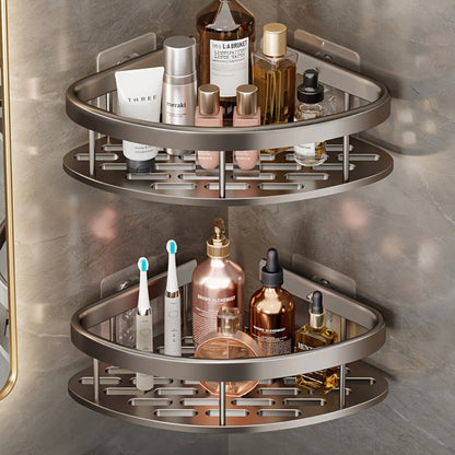 Two-Pack Wall-Mounted Stainless Steel Shower Caddy Set in Black or Silver Checkout Colors for Baths