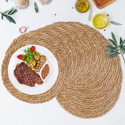 Woven Round Placemats in 10- or 30-Piece Sets with Matching Holders and 12-Inch Natural Look