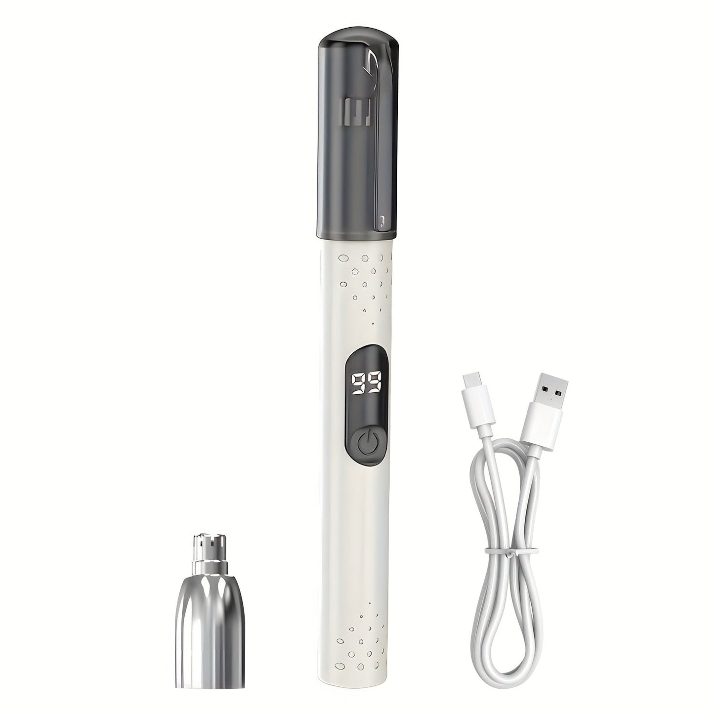 Rechargeable Nose, Ear and Eyebrow Hair Trimmer in Green with Stainless Steel Cutting Head and USB Charging