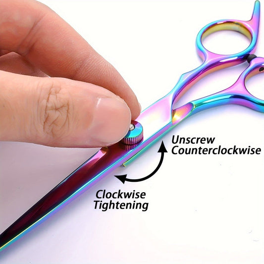 Professional Hair Scissors Set 16pcs 6.0 Inch – Thinning Shears Bangs Flat Cut Blending Salon Shears Diagonal Tail Design Hair Cutting Kit for Men Women Home Barber Gift