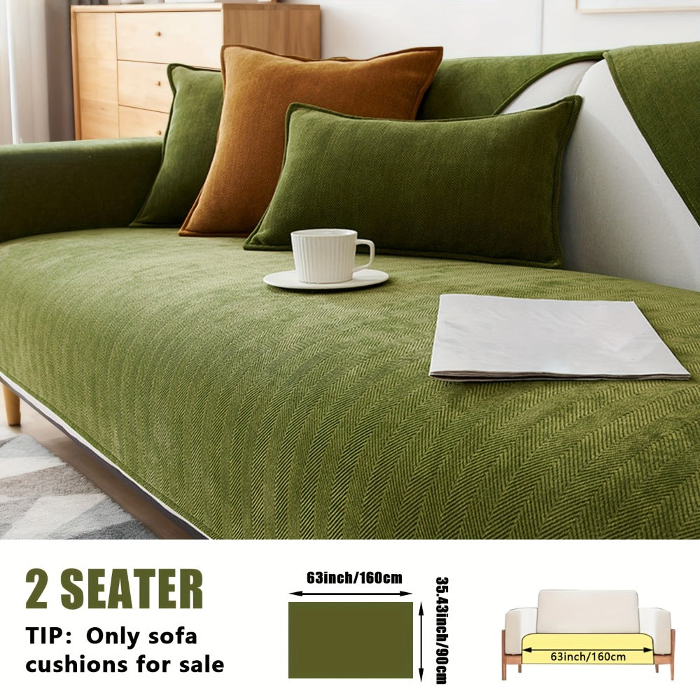 Sofa Cover Ribbed Chenille Stretch Panels with Non-Slip Design for 1 to 4 Seats, Armrests or Cushions