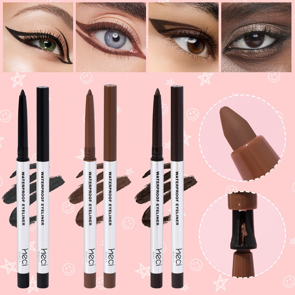 3-Piece Matte Gel Eyeliner Pen Set Waterproof Long-Lasting Smudge-Proof Precision Eye Makeup — Quick-Dry Creamy Formula for Sensitive Mature Skin Beginner Friendly Deep Medium Black