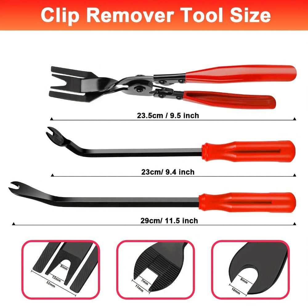 17-Piece Automotive Trim Removal Tool Kit with Pry Paddles, Hook Set, Clip Pullers and Scraper