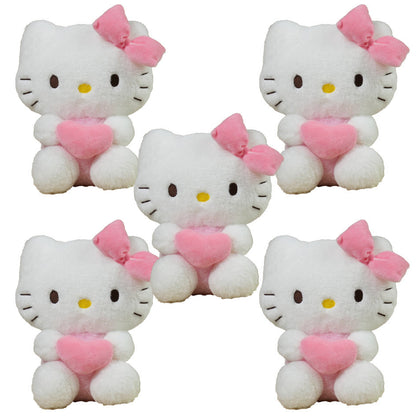 Plush Toy Heart-Holding Character Set with Five Pieces and Four Style Choices for Character Display, Room Decor and Gift Presentation