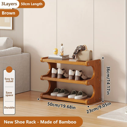 Bamboo Shoe Rack 3/5/6 Layer Freestanding Storage Organizer for Entryway, Dorm & Closet – Space-Saving Multi-Tier Shoe Shelf, Easy Assembly, Brown