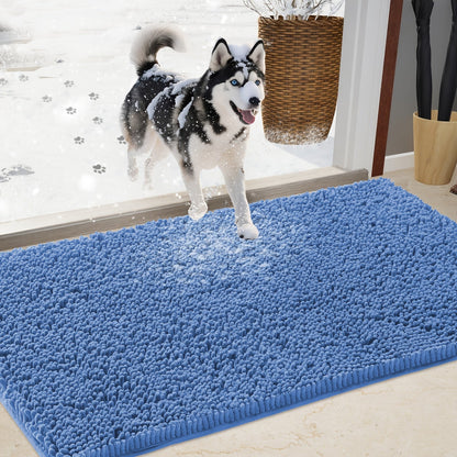 Chenille Doormat Absorbent Non-Slip Washable Indoor Outdoor Mat - Soft Shaggy Entryway Rug for Muddy Paws, Pets & Dogs | Machine Washable Front Door Mat in 18 Colors & 5 Sizes | Anti-Slip Rubber Backing